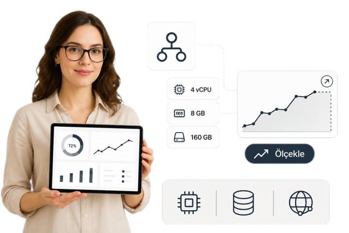 Cloud hosting: yük dengeleyici, otomatik ölçeklendirme ve kaynak yönetimi paneli