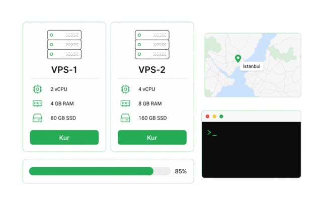 VPS plan seçimi ve anında kurulum