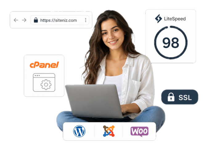 Web hosting: cPanel, LiteSpeed, ücretsiz SSL ve tek tık WordPress kurulumu